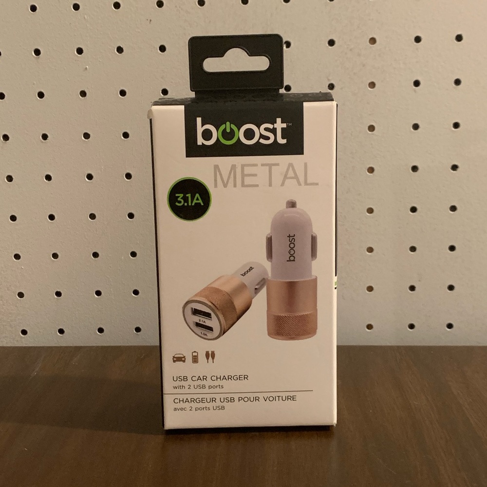 🚗 [4/$25] [BRAND NEW] BOOST METAL ROSE GOLD DUAL USB CAR CHARGER 🚗